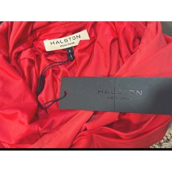 Halston Heritage Sz 2 Long Criss Cross Knot Halter Red Gown Formal Dress NWT NEW - Picture 14 of 14
